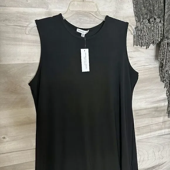 Annalee + Hope Womens Black Sleeveless Shift Stretch Midi Dress Size Large - Picture 2 of 8